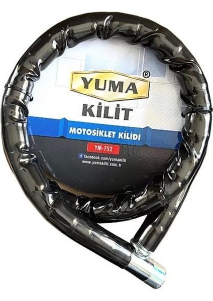 YM-752 Motorsiklet Kilidi Anahtarlı Körüklü Siyah ( Boy : 120 cm-ÇAP : 22 mm )