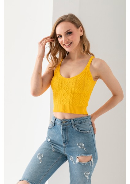 Saç Örgüsü Askılı V Yaka Crop Top, Body, Şık Rahat V Yaka Fitilli Kolsuz T-Shirt Krop, Askılı Krop.