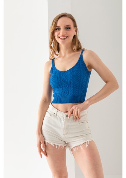 Saç Örgüsü Askılı V Yaka Crop Top, Body, Şık Rahat V Yaka Fitilli Kolsuz T-Shirt Krop, Askılı Krop.