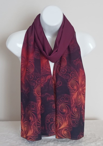 Kumaş Soyut Desen Bordo Şal