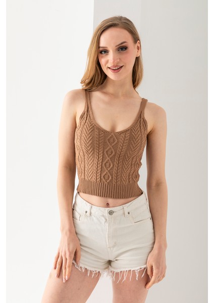 Saç Örgüsü Askılı V Yaka Crop Top, Body, Şık Rahat V Yaka Fitilli Kolsuz T-Shirt Krop, Askılı Krop.