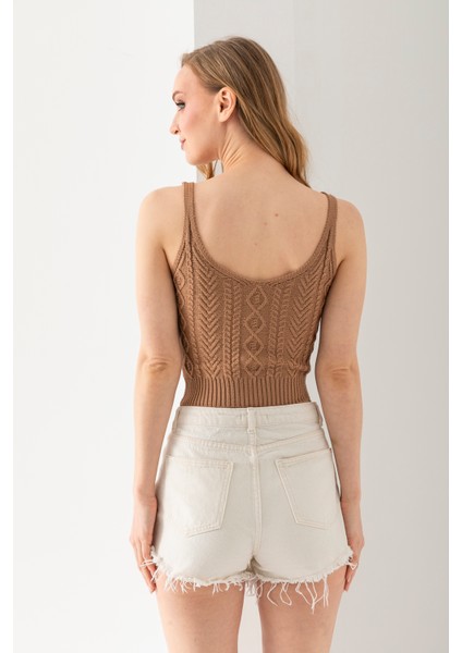 Saç Örgüsü Askılı V Yaka Crop Top, Body, Şık Rahat V Yaka Fitilli Kolsuz T-Shirt Krop, Askılı Krop. indirimleri