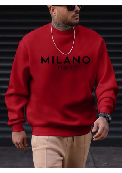 Sweatshirt Milano Baskılı Şardonlu ve Pamuklu Yumuşak Kalın Ürün