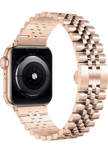 Apple Watch Rolex Stil Paslanmaz Çelik Kordon ( Seri 10 - 42 mm Uyumlu) Rose Gold fiyatları