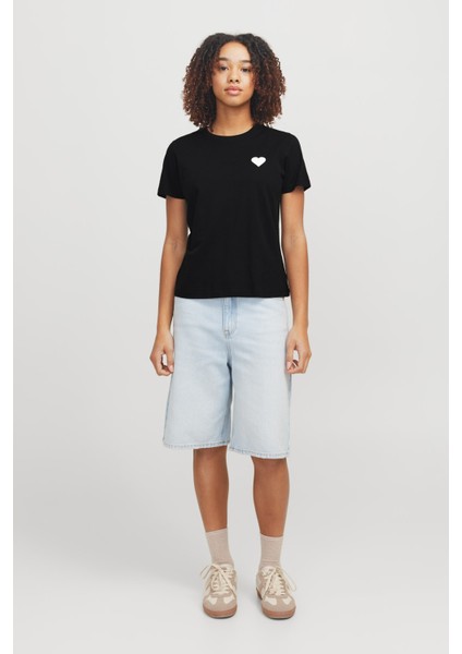 Jxcarly Reg Fıt Ss Tee Jr Siyah Kadın Kısa Kol T-Shirt