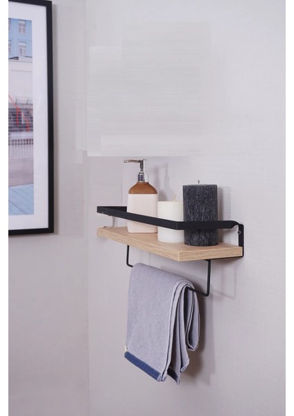Banyo Rafı Havluluk Organizer Ahşap Metal Banyo Duvar Rafı Havluluk Duvar Rafı