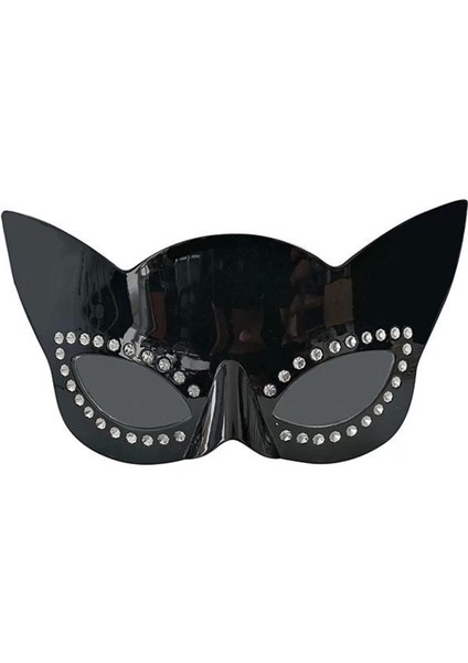 Siyah Renk Siyah Camlı Kedi Şekilli Parti Gözlüğü 20 x 11 cm fiyatları