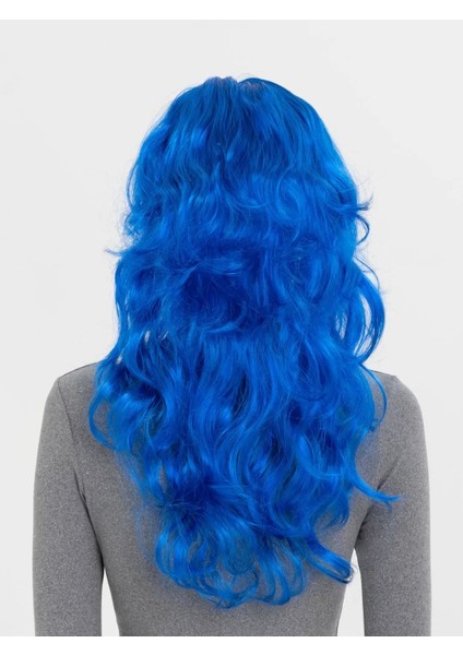 Mavi Renk Uzun Dalgalı Parti Peruğu fiyatları