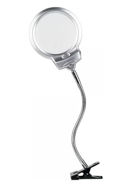 2.5X130 mm 5X24 mm LED Aydınlatmalı Büyüteç,masa Üstü Metal Hortum MANDALLIMG15124C