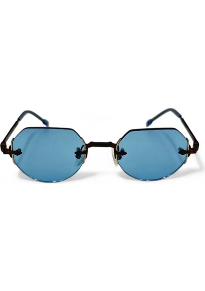 ST808 Unisex Güneş Gözlüğü UV400 Mavi Cam Kahverengi Çerçevesiz