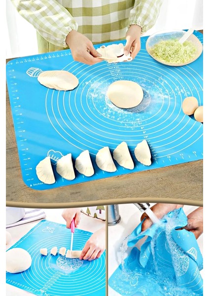 Büyük Boy 45*65 cm Silikon, Ölçekli ve Kaydırmaz Hamur Açma Matı modelleri