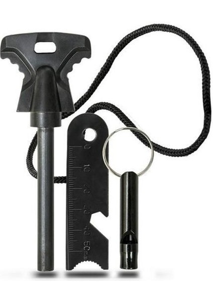 Buffer® Acil Durum Magnezyum Çubuk Çakmaktaşı Hayatta Kalma Ateş Başlatıcı Çakmak Kiti Düdük Hediyel