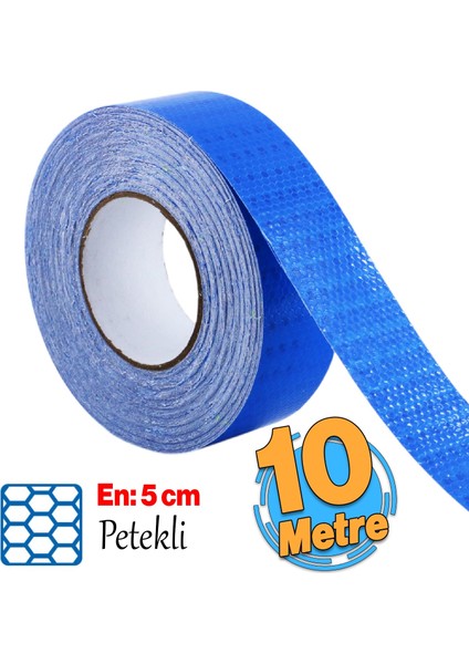Yapışkanlı 10 Metre Mavi Renk Şerit Bant Parlayan Reflektörlü En 5 cm Onaysız Reflektif Ikaz Bandı