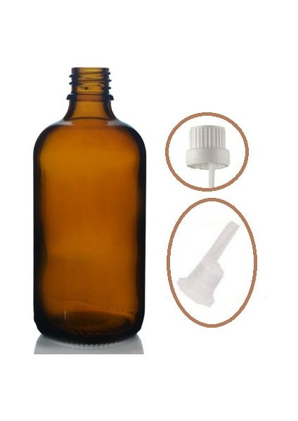 50 ml Kahverengi Cam Içten Da mlalıklı Şişe Beyaz Kapak, 24 Adet