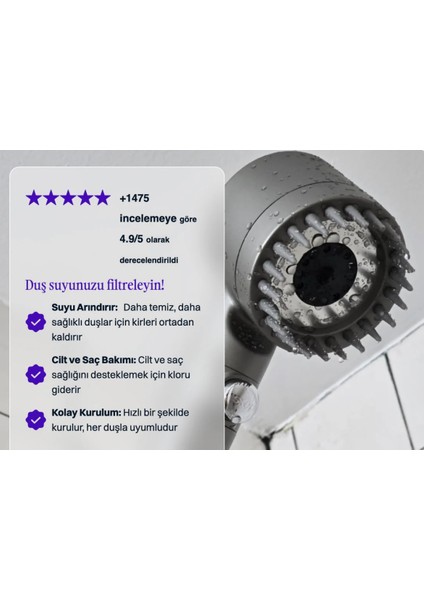 5 Adet Yedek Filtreli Kireç Önleyici Özellikli Duş Başlığı