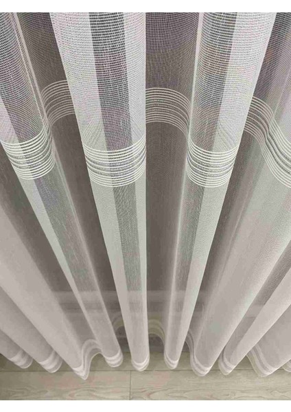 Paris Gümüş Simli Bantlı Ekru Tül Perde 1/3 Sık Pileli fiyatları