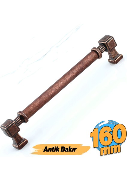 Talas Düz Antik Bakır Metal Kulp 160 mm 16 cm Mobilya Çekmece Mutfak Dolabı Kulpu