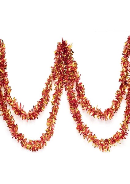 Kırmızı Altın Renk 4 cm Genişlik Garland Çift Renk Sim Süs 180 cm modelleri