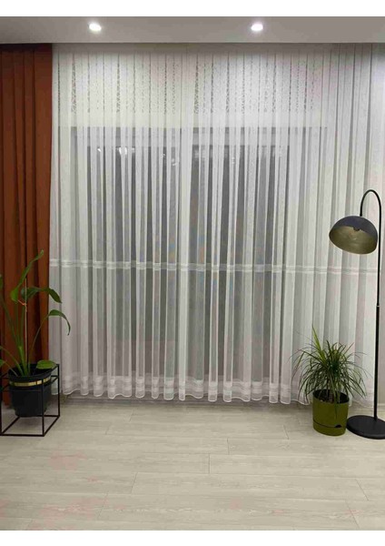 Paris Gümüş Simli Bantlı Ekru Tül Perde 1/3 Sık Pileli fırsatları