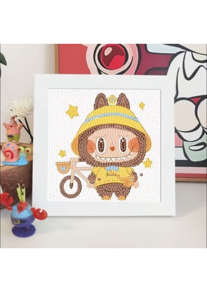 Labubu Anime Elmas Mozaik Kendin Yap Dıy Yapı Seti Boncuklu Taşlı Tablo (Çerçeveli) Sanat Kit
