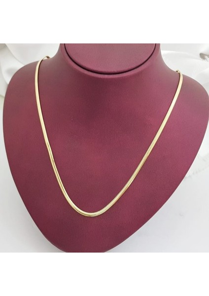 Balık Sırtı 14K Altın Italyan Ezmesi Kolye 55 cm 2.5 mm