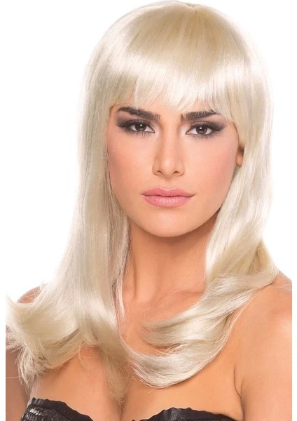 Platin Altın Dore Renk Uzun Düz Parti Peruğu