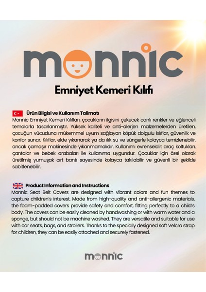 Emniyet Kemer Kılıfı Pedi – Çocuklar İçin Yumuşak, Renkli, Konforlu Sünger Dolgulu | Monnic Araba Emniyet Kemeri Kılıfı 1 Adet Küçük Aslan Little King