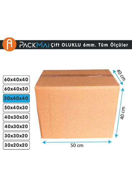 50X40X40CM 10ADET Çift Oluklu 6mm Kalın Boş Karton Koli (Ev Taşıma-Çeyiz-Depolama-Nakliye)