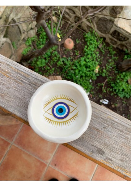 El Yapımı Seramik Mumluk Nazar Göz Dekoratif Tabak