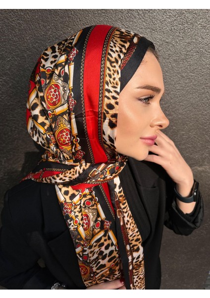 Vual Ipek Şal Leopar Desenli Kırmızı Siyah fiyatları