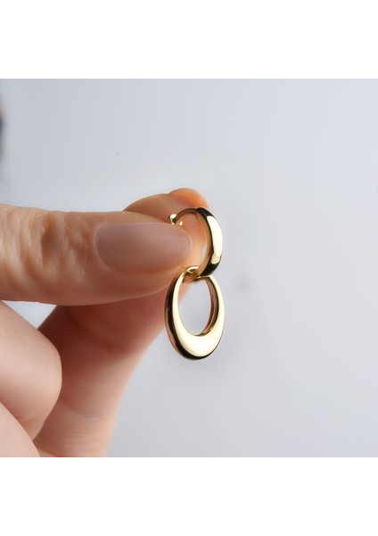 14 Ayar Altın Mikron Kaplama Sallantılı Oval Halka Küpe - E00281 modelleri