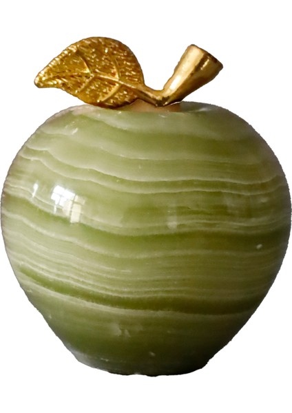 El Yapımı Yeşil Oniks Elma Biblo – 1,5 Inç Dekoratif Obje