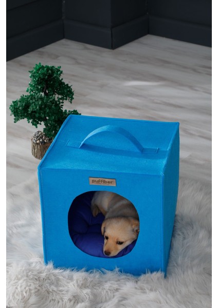 Keçe Kedi Köpek Küpü,Kedi Köpek Yatağı,Kedi Köpek Yatak Kutusu,Kedi Köpek Kulübesi (Minder )