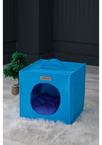 Keçe Kedi Köpek Küpü,Kedi Köpek Yatağı,Kedi Köpek Yatak Kutusu,Kedi Köpek Kulübesi (Minder )