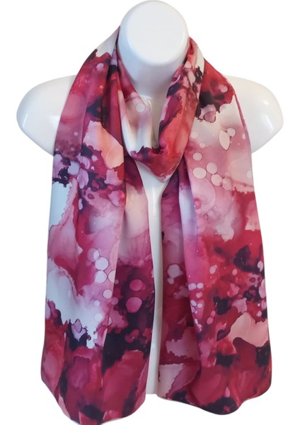 Ebruli Desen Kırmızı/pembe Şal modelleri