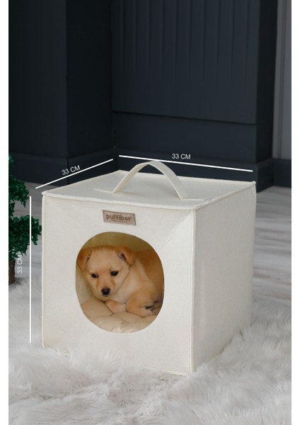 Keçe Kedi Köpek Küpü,kedi Köpek Yatağı,kedi Köpek Yatak Kutusu,kedi Köpek Kulübesi (Minder Hediyeli)