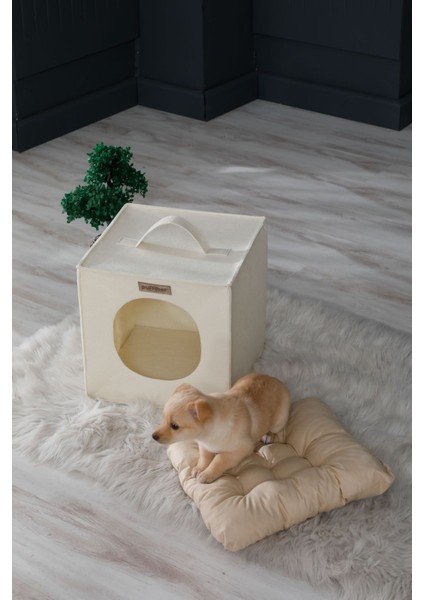 Keçe Kedi Köpek Küpü,kedi Köpek Yatağı,kedi Köpek Yatak Kutusu,kedi Köpek Kulübesi (Minder Hediyeli)