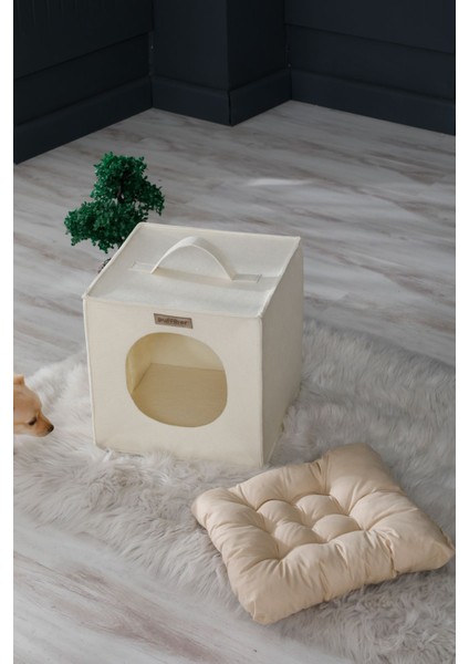 Keçe Kedi Köpek Küpü,kedi Köpek Yatağı,kedi Köpek Yatak Kutusu,kedi Köpek Kulübesi (Minder Hediyeli)