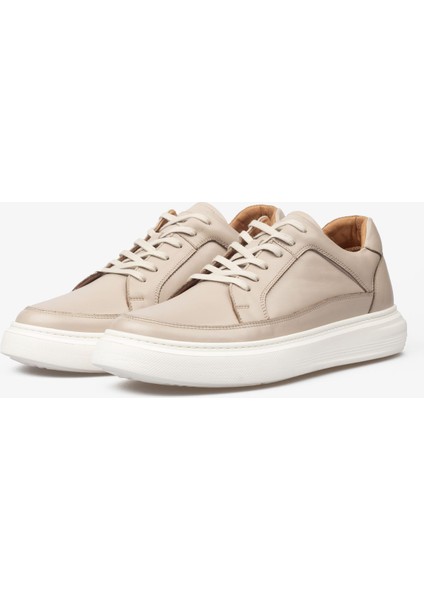Erkek Sneaker Ayakkabı Hakiki Deri - 2401 Bej/beyaz 3154