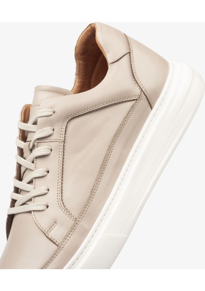 Erkek Sneaker Ayakkabı Hakiki Deri - 2401 Bej/beyaz 3154