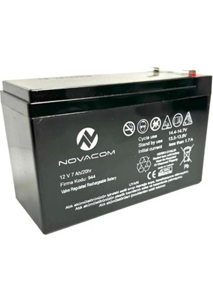 Nova 12V 7A Bakımsız Kuru Akü 2kg Ups Uyumlu