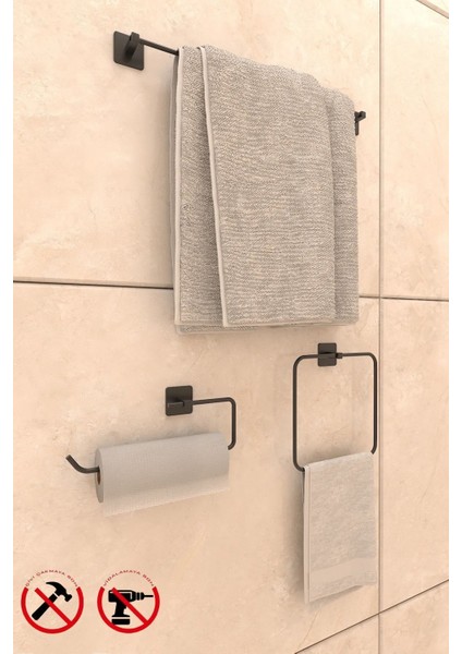 Yapışkanlı Kare Uzun Havluluk Kare Havluluk Rulo Havluluk Banyo Aksesuar Seti