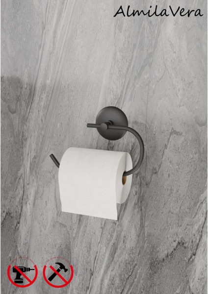 Güçlü Garantili Yapışkanlı 5 mm Siyah Tuvalet Kağıtlık Wc Askısı