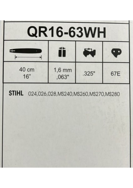 Motorlu Testere Stıh MS240 MS260 MS270 MS280 3/25 32 Diş Kılavuz QR16-63WH Sthl Uygun Pala