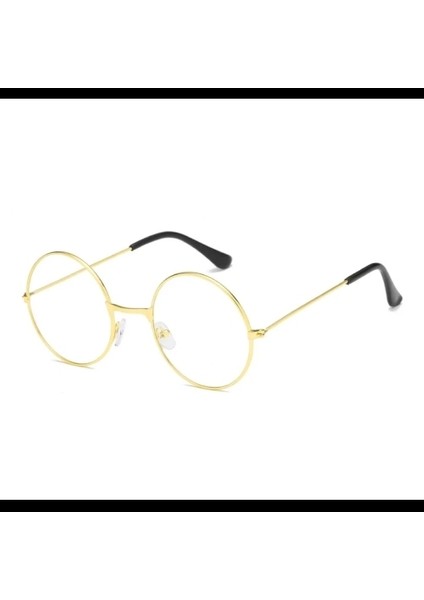 John Lennon Tarzı Gold Çerçeveli Şeffaf Gözlük