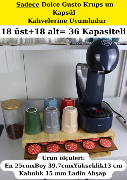 Kapsül Kahve Standı - Kapsül Tutucu -Dolce Gusto Kapsül Kahve Uyumlu- 36 Adet Kapasiteli