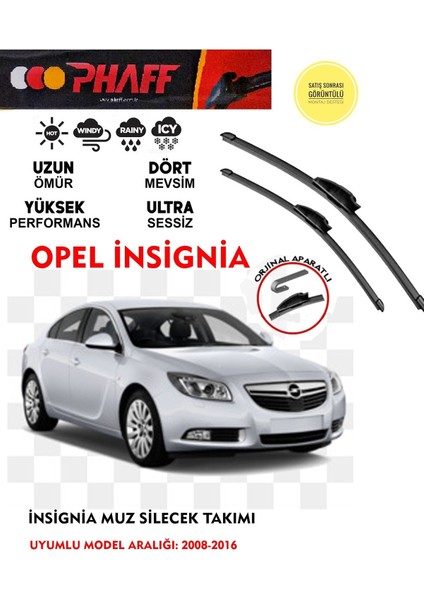 Opel Insignia 2017-2021 Arası Muz Silecek Takımı Araca Özel . Aparat