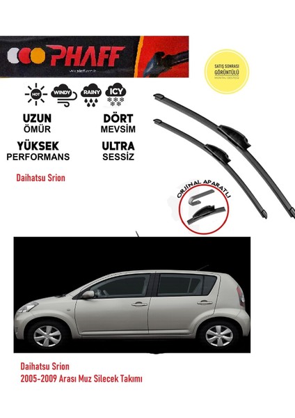Daihatsu Sirion 2008 Model Muz Silecek Takımı Araca Özel . Aparat