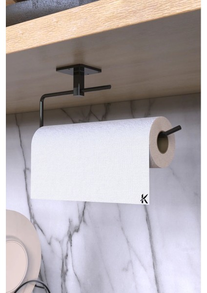 Yapışkanlı Siyah 5'li Uzun Havlu Askısı Fön Askısı Tuvalet Kağıtlık Rulo Havluluk Banyo Seti