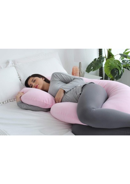 Pembe C Şekilli Tam Destekli Hamile Yastığı